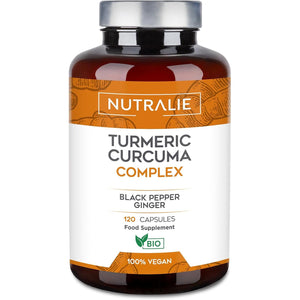 Turmeric & Black Pepper 1420Mg - High Strenght Complex - Organic Turmeric Curcumin Ginger - Supplement Powder in Capsules - 120 Vegan Organic Capsules Nutralie