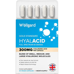 Wellgard Vegan Hyaluronic Acid Supplements, 50 to 3000 DA - Hyaluronic Acid Capsules, Made in UK