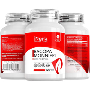 Bacopa Monnieri 500Mg High Strength 120 Vegan Capsules Brahmi Extract Manufactured in ISO Lisenced Facilities Non - GMO, Dairy Free, Allergen Free & Gluten Free