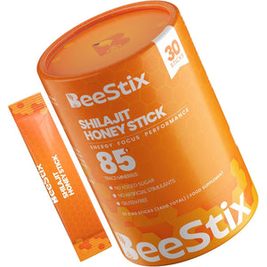 Beestix Pure Himalayan Shilajit Honey Sticks with Organic Honey & Cinnamon | 85+ Trace Minerals for Energy, Focus & Performance Support for Men & Women | 75%+ Fulvic Acid | 30 Sticks