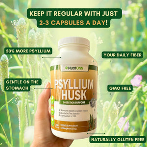 PSYLLIUM Husk Capsules - 1450Mg per Serving - 240 Capsules - Premium Psyllium Fiber Supplement - Great for Digestion and Regularity - 100% Natural Soluble Fiber