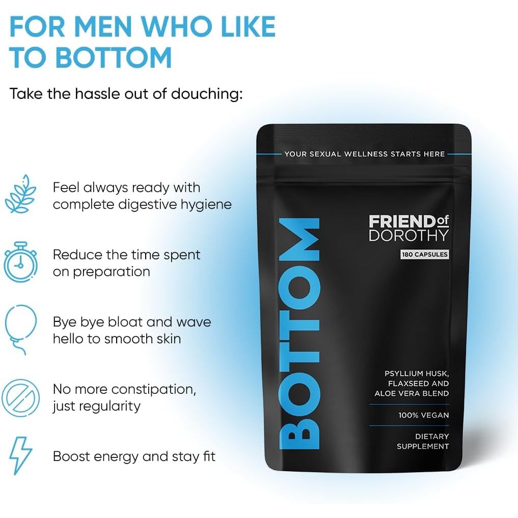 Friend of Dorothy - Bottom Fiber Supplement for Effortless Prep Time - Helps Promote Digestive Regularity - Psyllium Husk Based - for Men Who Bottom, 120 Capsules