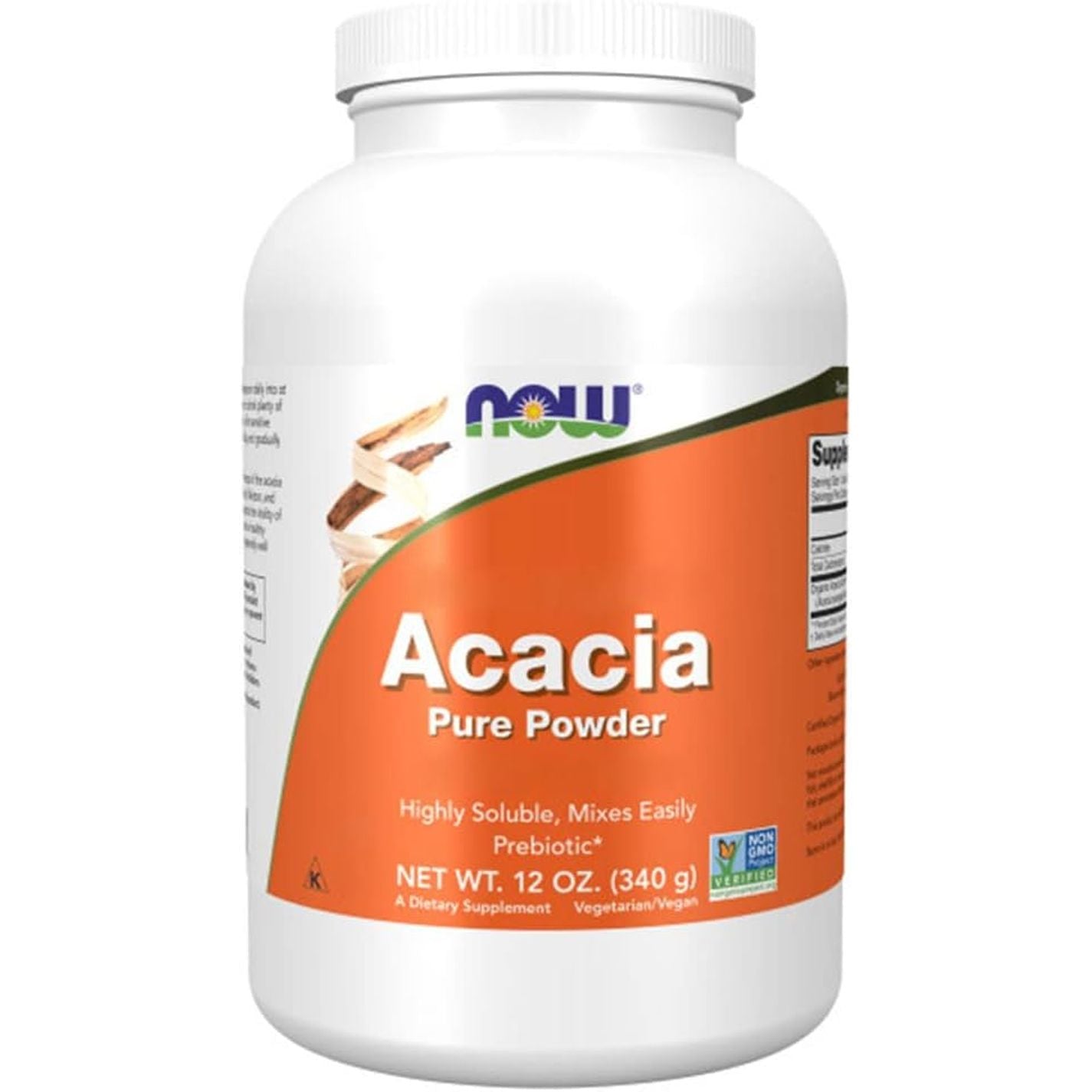 Now Foods, Acacia Fiber, Natural Dietary Fiber, 240G Vegan Powder, Soy Free, Gluten Free, Vegetarian, Non-Gmo
