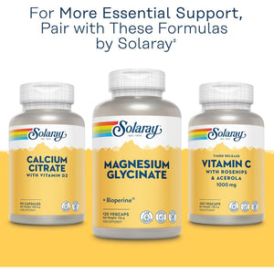 Solaray - Magnesium Glycinate 3180Mg - 120 Vegan Capsules - High Strength Mag Bisglycinate Supplement - with Added Bioperine Black Pepper for Gentle Digestion - Lab Verified