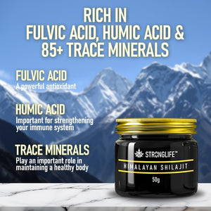 Shilajit Resin 50 Grams Stronglife Gold Grade Himalayan Shilajit | Natural Source of Fulvic Acid & 85+ Minerals for Energy Stamina Immune System | UK Lab Certified