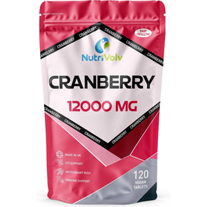 Cranberry 12,000Mg Tablets — 120 Tablets Non-Alcoholic & Gluten-Free Antioxidant Syrup — Fights Urinary Tract Infections & Strengthens Your Immunity — Naturally Extracted Pure Cranberries