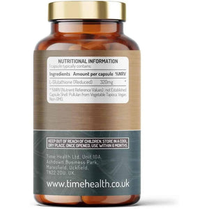 Glutathione Reduced - 320Mg - UK Made - Zero Additives - Vegan - Pullulan (120 Capsules)