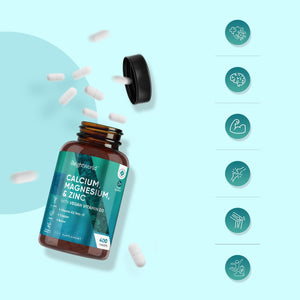Weightworld Calcium, Magnesium, Zinc and Vitamin D Supplement | 1+ Year Supply | 400 Vegan Tablets | Calcium Tablets with Vitamin K2, Vitamin D, Copper & Selenium | Magnesium Stearate-Free