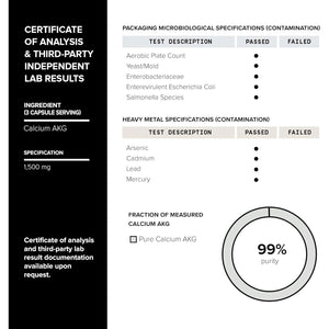 Toniiq 1500Mg Ultra High Purity Ca AKG Supplement - 99%+ Highly Purified and Bioavailable Calcium Alpha-Ketoglutarate - Calcium AKG Longevity Supplement - 120 Ca-Akg Vegetarian Capsules