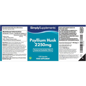 Pure Psyllium Husk Capsules | Supports Digestive Health & Fibre Intake | 120 Capsules = 40 Days Supply | Manufactured in the UK in Accordance with GMP Standards