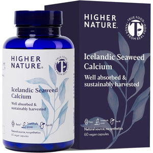Higher Nature - Icelandic Seaweed Calcium - True Food® Formula - 260Mg Natural Source - Clinically Proven Calcium Supplement - Supports Bones, Teeth & Digestive Enzyme Function - 60 Capsules