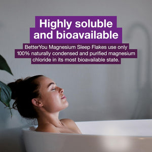 Betteryou Magnesium Sleep Mineral Bath Flakes | Zechstein Magnesium Infused with Lavender & Chamomile to Soothe Aching Muscles | Relaxing Essential Oils for Deep Sleep | 1Kg