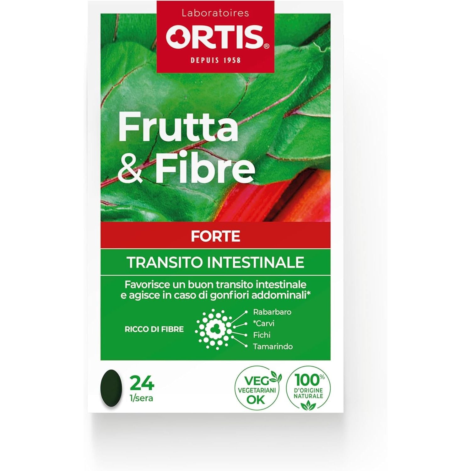 Ortis Frutta&Fibre Forte Integratore Transito Intestinale 24 Compresse
