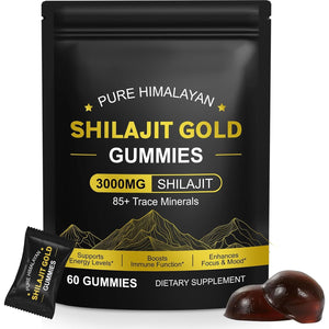 Shilajit Gummies for Men & Women, Pure & Natural Himalayan Gold Shilajit Gummies Rich in Ashwagandha, Gokshura, Energy Boost & Immune Support- Gluten Free 60 Gummies