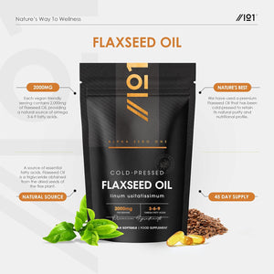 Flaxseed Oil 2000Mg – 90 Vegan Softgels – Cold-Pressed with Omega 3-6-9 – Pure & Potent Linum Usitatissimum - Resealable and Recyclable Pouch by Alpha01