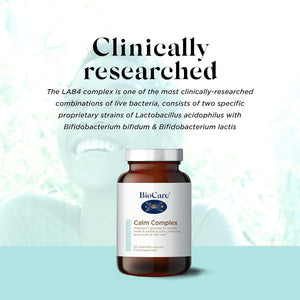 Biocare Calm Complex | Lemon Balm, L-Theanine, Holy Basil & Magnesium Glycinate for Mental Health, Relaxation & Sleep - 60 Capsules