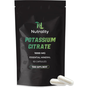 Nutrality Potassium Citrate 1000Mg | High Strength Potassium Supplement | Nervous System, Muscle Contraction, Keto-Friendly (60 Capsules)