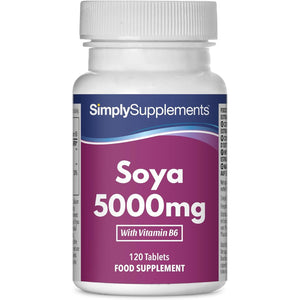 SOYA Isoflavones 5000Mg | Supports Hormonal Balance with Vitamin B6 | Potent Daily Formula | Vegan and Vegetarian Friendly | 120 Tablets = 2 Months' Supply | Manufactured in the UK