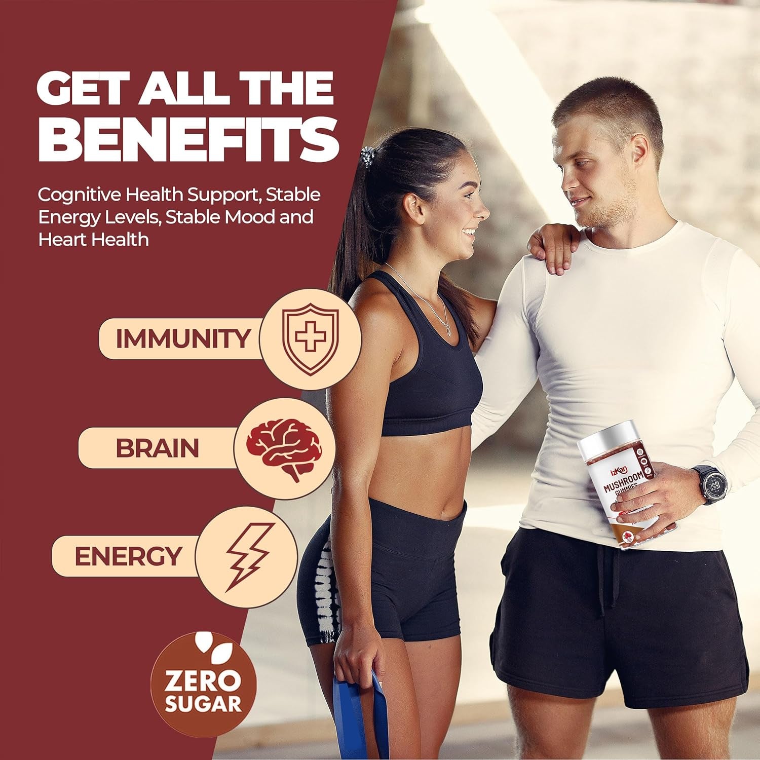 Mushroom Complex Gummies 2500Mg - 8 Brain Health Mushrooms Gummies with Ashwagandha Supplement Promotes Calm Focus Memory Mood Immunity & Energy - 60 Count (Halal, Gluten-Free, Vegan) (1)