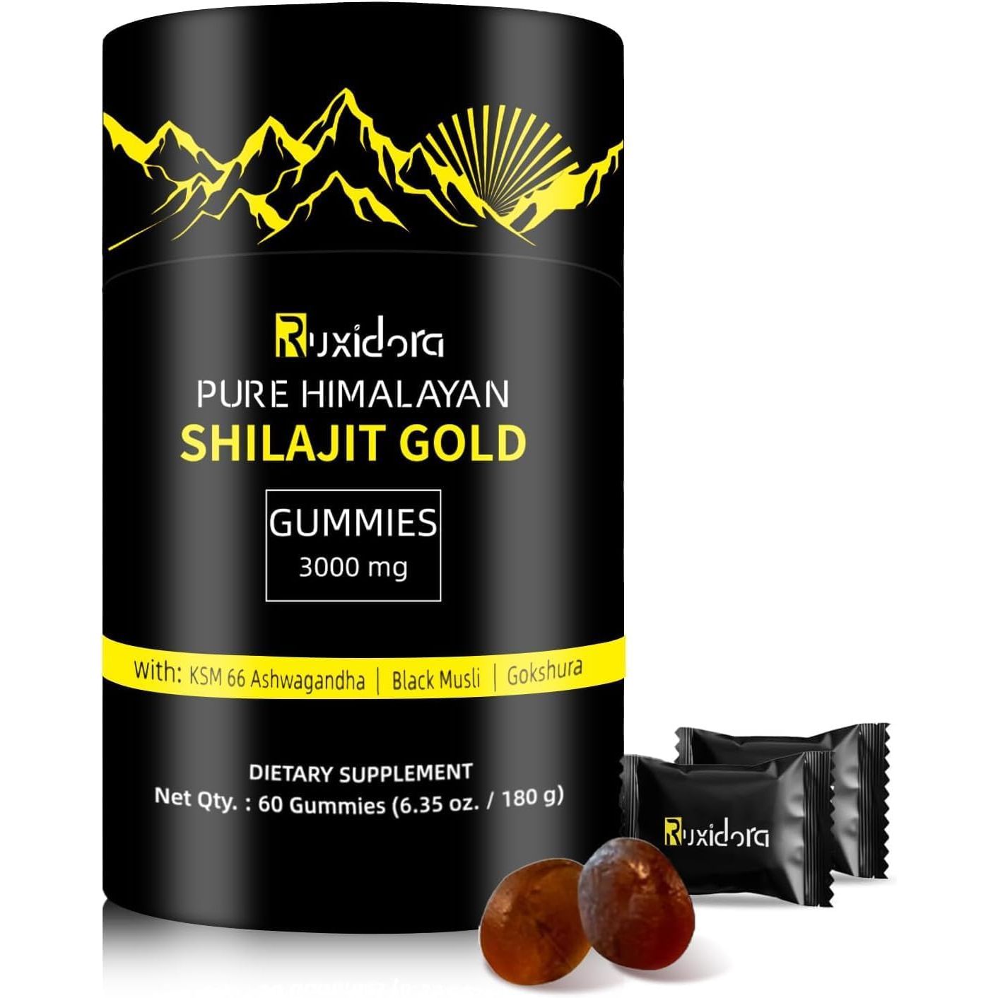 Shilajit Gummies for Men & Women,Pure Himalayan Shilaljit Gold Gummies Rich in Ashwagandha Gaulshura Fulvic Acid 85+ Trace Minerals for Men,Women, Non-Gmo| Natural & Organic|60 Gummy