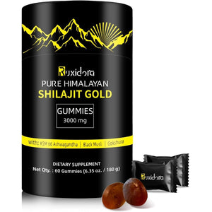 Shilajit Gummies for Men & Women,Pure Himalayan Shilaljit Gold Gummies Rich in Ashwagandha Gaulshura Fulvic Acid 85+ Trace Minerals for Men,Women, Non-Gmo| Natural & Organic|60 Gummy