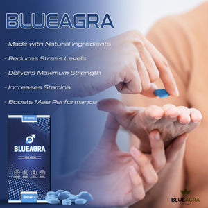 Blueagra Ginseng Tablets for Men – 20 Count | 100 Mg per Tablet | Natural Vitality & Stamina Support | Mineral Complex | Fast Acting | Made in UK