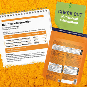 Turmeric Tablets 5400Mg with Black Pepper, Ginger - High Strength Turmeric 95% Curcumin Supplements | 150 Easy Swallow Tablets (Not Capsules or Powder) - Letterbox Friendly - Made in UK - Prowise