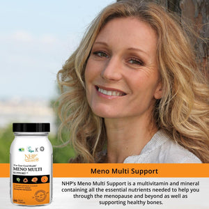 NHP Advanced Meno Multi Support - Multivitamin Formula for Menopause Health, Hormonal Balance, Bone Strength and Overall Well-Being,Gluten - Free, Dairy Free,60 Vegan Capsules