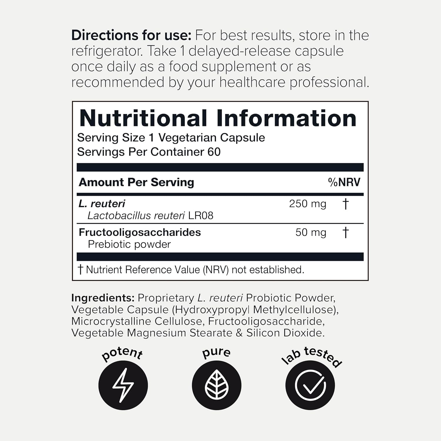 Toniiq 50 Billion CFU Lactobacillus Reuteri Probiotic 50Mg per Serving - L Reuteri Probiotics - Highest CFU Count Lactobacillus Reuteri Probiotic - 60 Vegetarian Capsules - 60 Servings