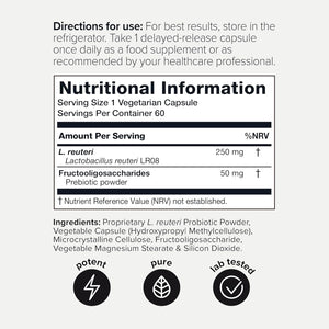 Toniiq 50 Billion CFU Lactobacillus Reuteri Probiotic 50Mg per Serving - L Reuteri Probiotics - Highest CFU Count Lactobacillus Reuteri Probiotic - 60 Vegetarian Capsules - 60 Servings