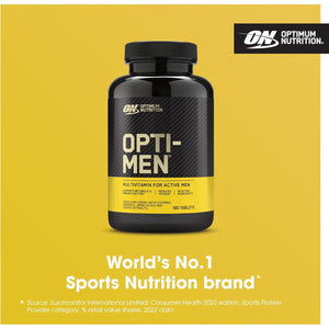 Optimum Nutrition Opti-Men Multi-Vitamin Supplements for Men with Vitamin D, Vitamin C, Vitamin B6 and Amino Acids, Unflavoured, 60 Servings, 180 Capsules