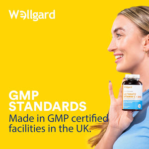 Vegan Vitamin C and Zinc by Wellgard - Maximum Recommended Daily Intake of Zinc, Made in UK