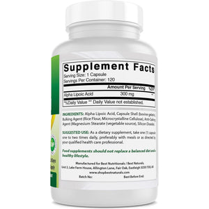 Best Naturals Alpha Lipoic Acid 300 Mg 120 Capsules