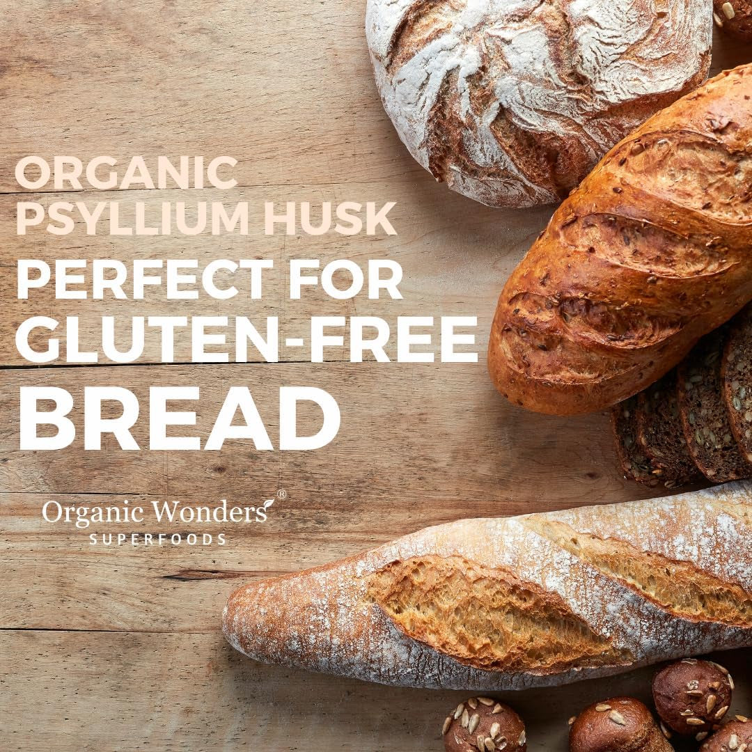 Organic Psyllium Husk Powder (500G) | 99% Pure | High in Fibre | Digestive Support, Regularity & Weight Management | 100+ Servings | Gluten-Free | Premium for Baking by Organic Wonders®