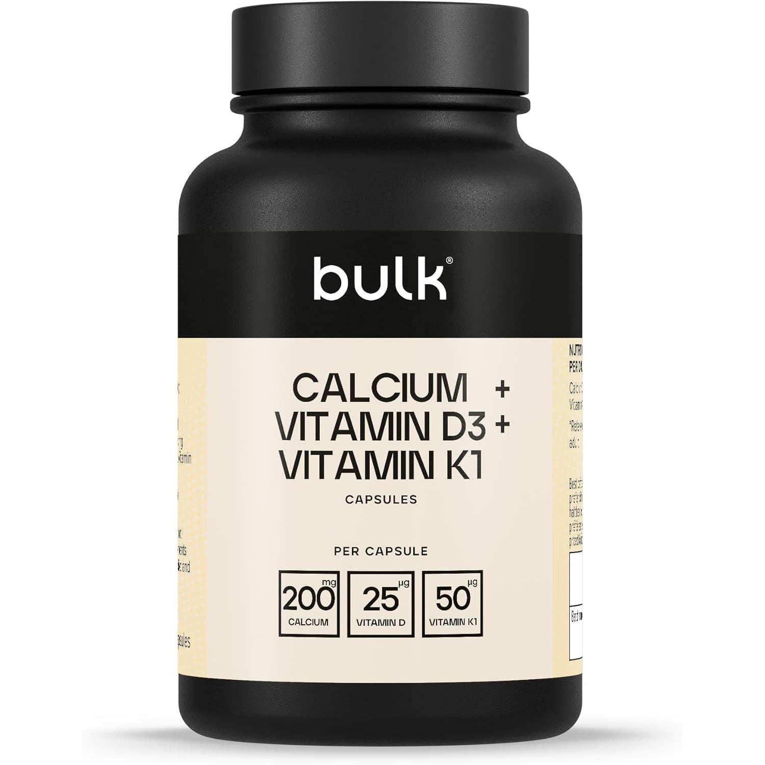 Bulk Calcium, Vitamin D3 and Vitamin K1 Capsules, 1000 Mg, Pack of 270