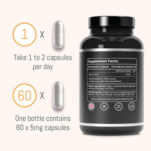Ultra Pure SPERMIDINE | 60 Servings | 99% Pure Spermidine Content | 5Mg per Capsule | Anti-Ageing & Longevity Supplement | Lab Tested | 100% Natural and Non-Gmo