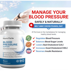 Glyco Forte Supports Blood Pressure, Blood Sugar Metabolism, Metabolic Health, Weight Management, 60 Capsules, 1 Capsule per Serving, 60 Servings