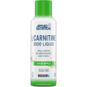 Applied Nutrition L Carnitine 3000 Liquid - L-Carnitine with Green Tea & Vitamin C, Boosts Energy & Weight Management, Vegan (480Ml - 32 Servings) (Sour Apple)