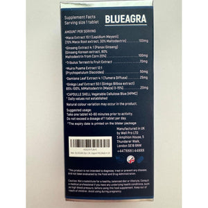 Blueagra Ginseng Tablets for Men – 20 Count | 100 Mg per Tablet | Natural Vitality & Stamina Support | Mineral Complex | Fast Acting | Made in UK