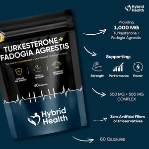 Turkesterone + Fadogia Agrestis | 1000 MG | Maximum Strength Supplement | Strength, Performance & Power | 100% Natural Non-Gmo Vegan | 60 Capsules