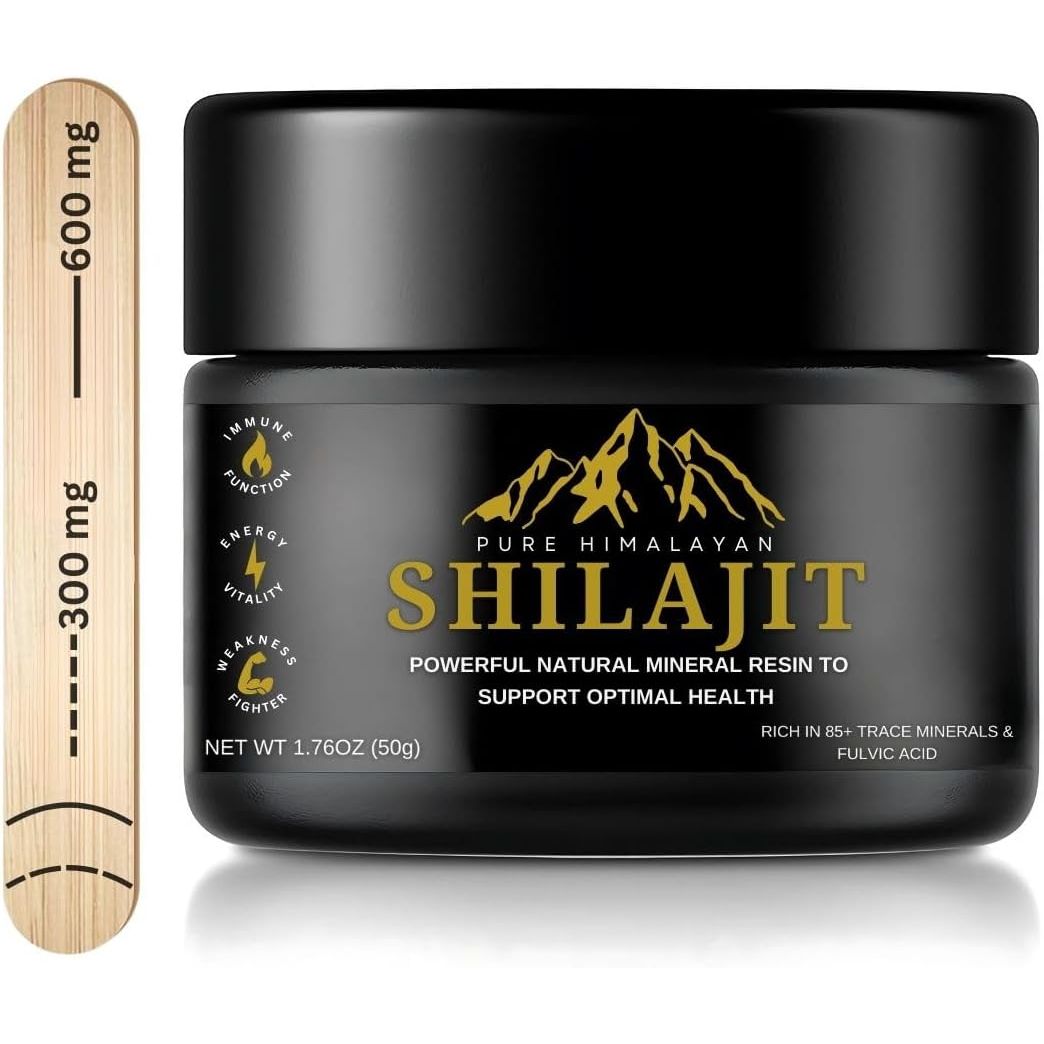 Pure Himalayan Shilajit Resin - 50G | Authentic, Natural Mineral Pitch from the Himalayan Mountains | Gold Grade 100% Pure, Rich in Fulvic & Humic Acid | Potent Energy & Stamina Booster