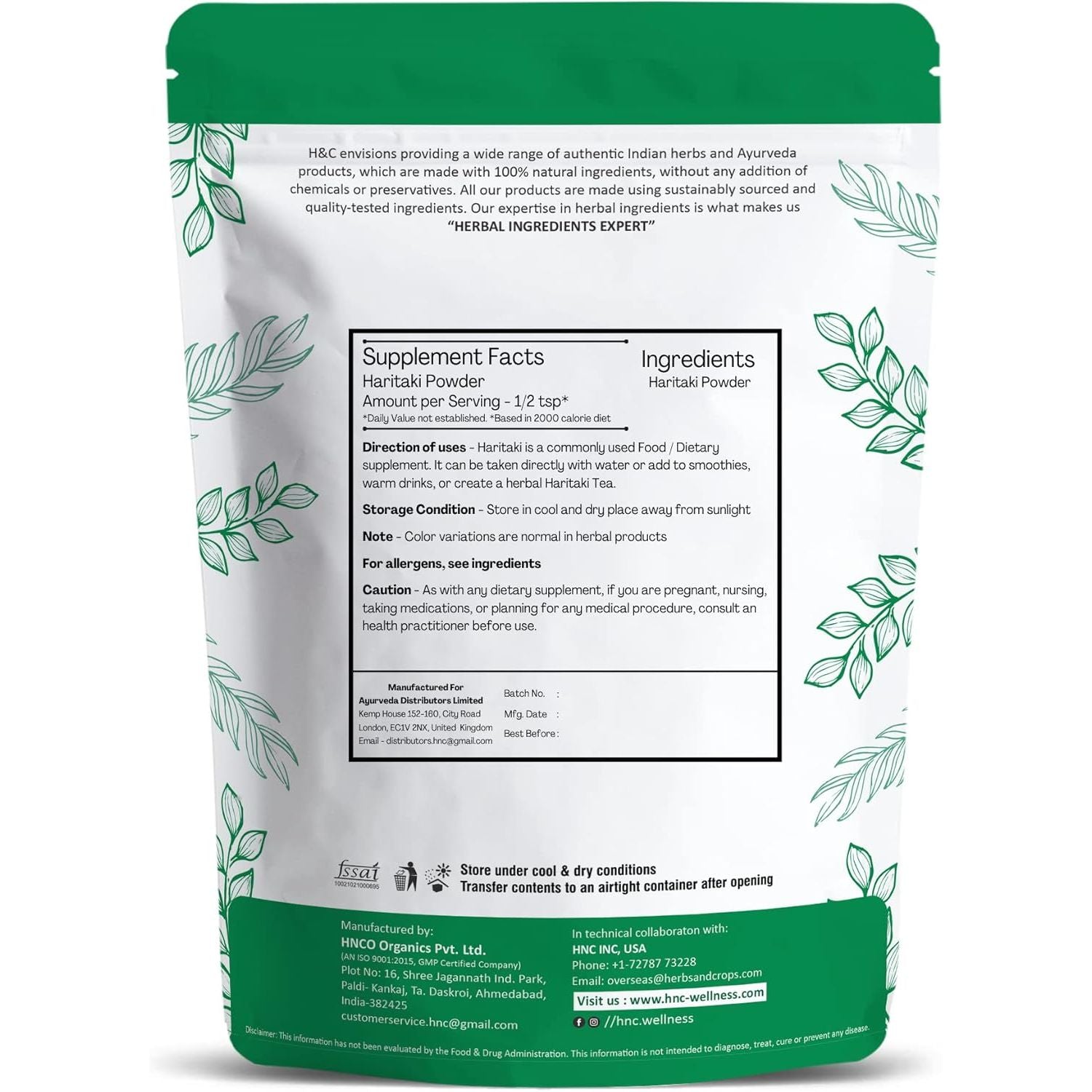 Natural Haritaki Powder (Terminalia Chebula) for Good Digestion 0.5 LB / 8 Oz (227 GMS)- Processed in FDA Registered Facility