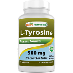 Best Naturals L-Tyrosine 500 Mg 90 Capsules (90 Count (Pack of 1))