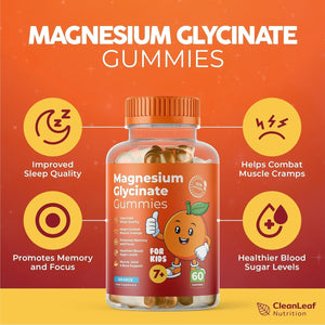Magnesium Kids Gummies - Joint, Muscle, and Bone Support, Promotes Memory and Focus, Healthier Blood Sugar Levels - Magnesium Glycinate