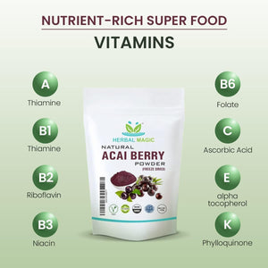 Herbal Magic'S Freeze Dried Acai Berry Powder - Wild-Harvested - Delicious Smoothies, Puddings and Dessert- Free from Fillers & Preservatives-100G (Pack of 1)