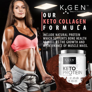 K-GEN™ Keto Collagen Protein Powder Natural Multi Collagen Chocolate Blend, Coconut MCT Vitamin C+B6 | UK Made Advanced Ketosis for Keto & Paleo | Low Carb Free-From: Sugar, Whey & Gluten