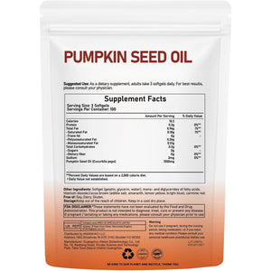 300 Softgel Pumpkin Seed Oil Capsules - Pumpkinseed Herbal Supplement - 2 in 1 Pumpkin Seed Extract | for Hair Growth, Cold Pressed, Supports Hair, Heart, Skin Supplement | Non-Gmo | Gluten Free