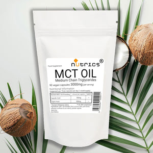 Nutrics® MCT Oil 3000Mg 90 V Capsules (1 Month Supply) Medium-Chain Triglycerides (Mcts) - Boosts Ketones - Suitable for Vegan