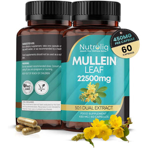 Nutroliq Mullein Leaf 50:1 Extract - Vegan, Non-Gmo Digestive Wellness & Sleep Support Supplement, 450Mg per Capsule, 60 Capsules (2-Month Supply)