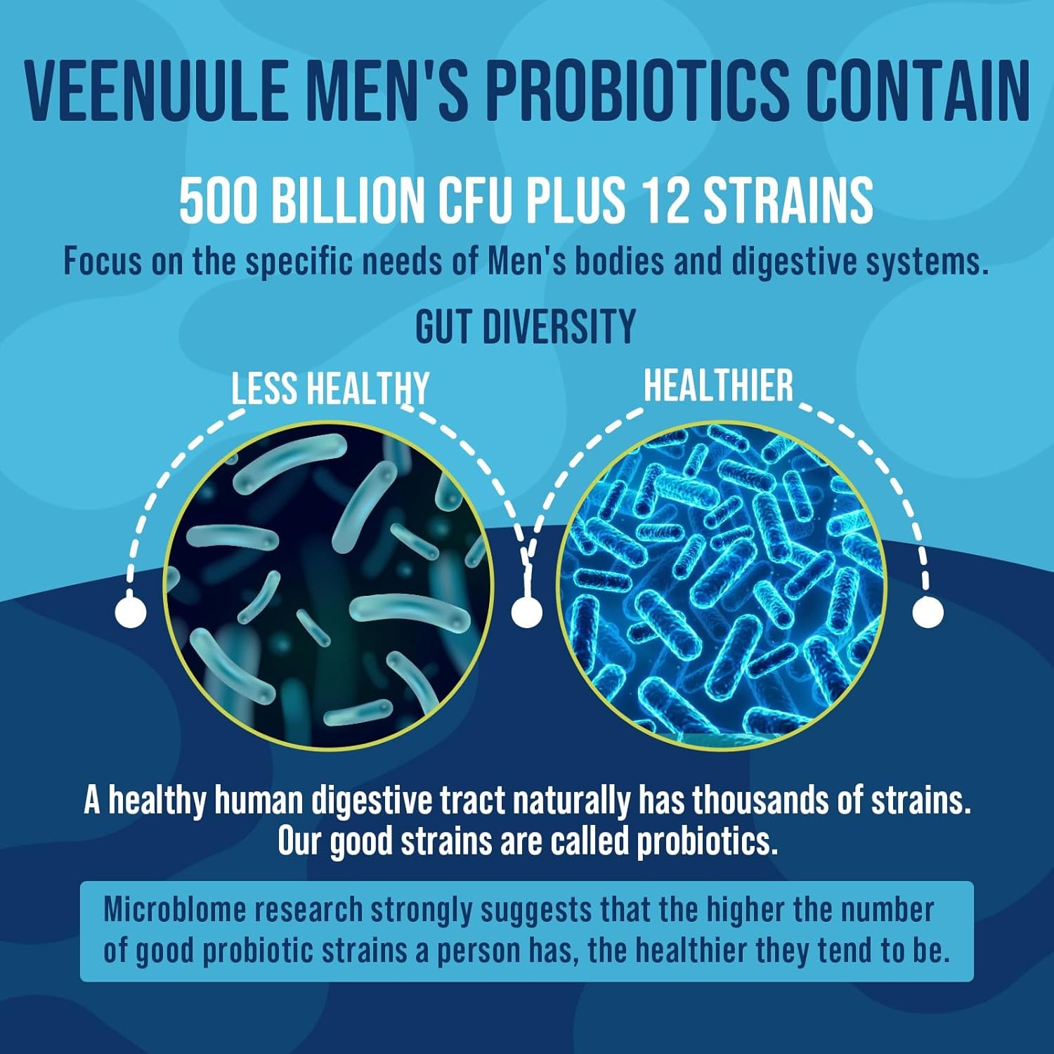 500 Billion CFU Probiotics for Men, 12 Diverse Strains Probiotics for Gut Health with Cranberry, Turmeric, Goji, for Digestive & Immune Health, Shelf Stable (60 Count (Pack of 1))